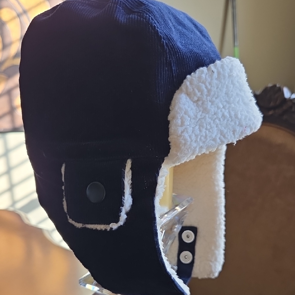 Janie and Jack Baby Navy Blue Sherpa-Lined Hat